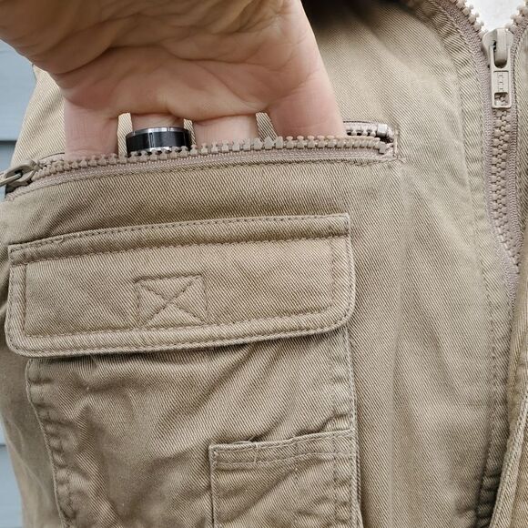 Vintage 90s y2k Campus Tan Outdoors Fall Duck Hunting Fishing Plaid Lined Vest M - Picture 6 of 9